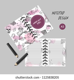 Hand drawn halloween printables template. Horror night notes planner. Spooky par ty organizer Vector