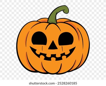 Hand drawn Halloween pumpkin, brush stroke style, isolated on transparent background (PNG), perfect for Halloween party posters, brochures, or online ads, vector illustration.