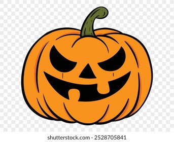 Hand drawn Halloween pumpkin, brush stroke style, isolated on transparent background (PNG), perfect for Halloween party posters, brochures, or online ads, vector illustration.