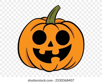 Hand drawn Halloween pumpkin, brush stroke style, isolated on transparent background (PNG), perfect for Halloween party posters, brochures, or online ads, vector illustration.