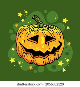 Hand drawn Halloween pumpkin. Greeting card celebration design template