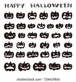 Hand drawn Halloween pumpkin "Jack o lantern" illustration set