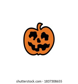 Hand Drawn Halloween Pumpkin Sketch On White Background 