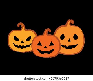 Vector de calabazas de Halloween dibujado a mano para decoraciones de Halloween, invitaciones y decoraciones de vacaciones.