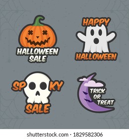 Hand drawn halloween sale badge collection