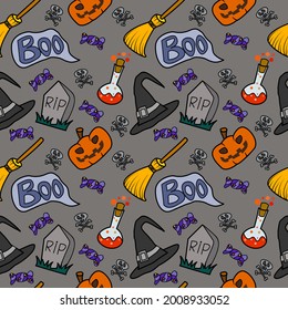 Hand Drawn halloween Seamless Background . halloween background