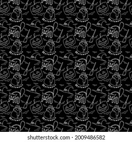 Hand Drawn halloween Seamless Background . halloween background