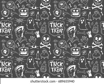 Hand Drawn halloween Seamless Background . halloween background