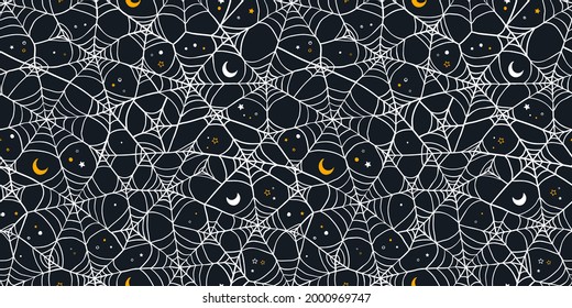 Hand drawn Halloween seamless pattern, spider web background, great for textiles, cloth, wrapping, wallpapers - vector design