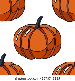 Padrão sem emenda de halloween desenhado à mão com abóboras, design elements.Autumn padrão para convites, cartões, impressão, papel de presente, fabricação, têxtil, tecido, papéis de parede