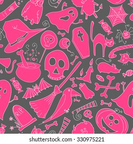 Hand drawn Halloween seamless pattern