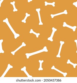 Hand drawn Halloween seamless vector pattern with bones. Spooky background for holidays and Halloween design. Flat style, repeatable festive backdrop. Cute cartoon vector illustration