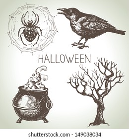 Hand drawn halloween set 