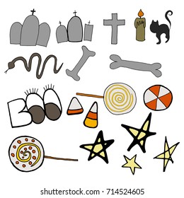 Hand Drawn Halloween Set. 