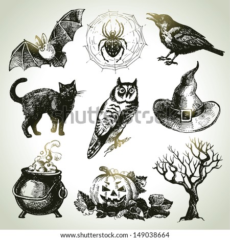 Hand drawn halloween set 