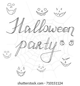 Hand Drawn Halloween Set. Lettering. Halloween party.