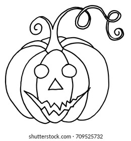 Hand Drawn Halloween Set. Pumpkin in doodle style.
