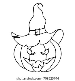 Hand Drawn Halloween Set. Pumpkin in doodle style.