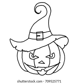Hand Drawn Halloween Set. Pumpkin in doodle style.
