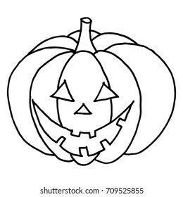 Hand Drawn Halloween Set. Pumpkin in doodle style.