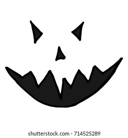 Hand Drawn Halloween Set. Scary face.