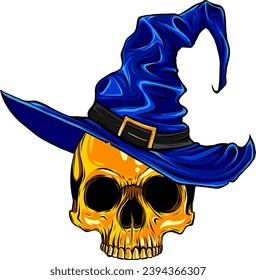 Hand Drawn Halloween Shapes Set - Skull, Witch Hat, Witch Broom