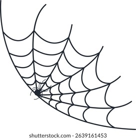 Hand Drawn Halloween Spider Web. Vector Illustration Isolated on White Background