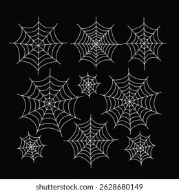 Hand drawn halloween spider webs collection Halloween elements Happy Halloween, isolated in multiple sizes