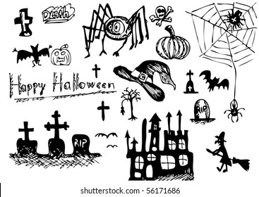 hand drawn halloween symbols