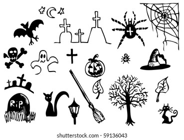 hand drawn halloween symbols