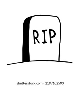 Hand drawn halloween tombstone. Vector old gravestone. Outline.