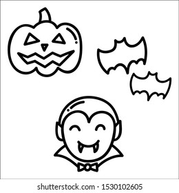 Hand drawn Halloween traditional symbols.