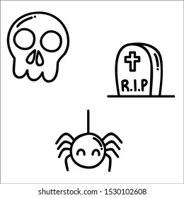 Hand drawn Halloween traditional symbols.