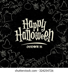 Hand Drawn Halloween Vector Background - Trick or Treat