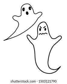 Hand drawn halloween vector ghost icons