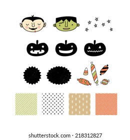 Hand Drawn Halloween Vector Graphics & Seamless Patterns Set