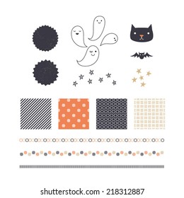 Hand Drawn Halloween Vector Graphics & Seamless Patterns Set
