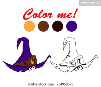 Hand drawn halloween vector illustration- hat. good for poster, invitation, sticker, print, decoration and coloring book.