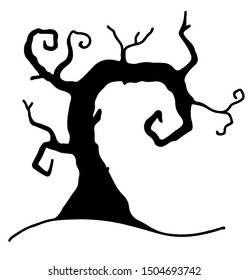 Hand drawn halloween vector spooky tree icon