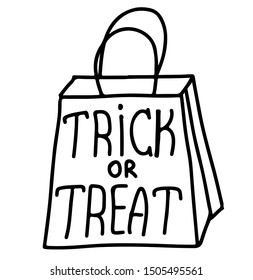Hand drawn halloween vector treack or treat bag icon
