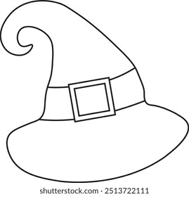 Icono de sombrero de bruja de Halloween dibujado a mano, aislado sobre fondo blanco. Ilustración vectorial en Sketch Style.