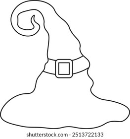 Hand Drawn Halloween Witch Hat Icon, Isolated on White Background. Vector Illustration in Sketch Style.