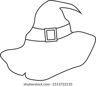 handgezeichnetes Halloween Hexenhut-Symbol einzeln auf weißem Hintergrund. Vektorgrafik im Skizzenstil.