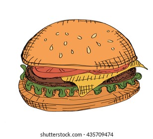 Hand drawn hamburger