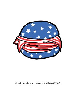 hand drawn hamburger with american flag