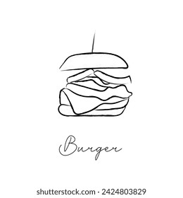 hand drawn hamburger burger icon illustration. fast food icon