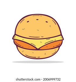 Plantilla de diseño de icono de Hamburger dibujada a mano. ilustración del doodle de esbozo vectorial. Perfecto para los conceptos de comida, infografía de comida, iconos o diseño web, menú de restaurantes callejeros