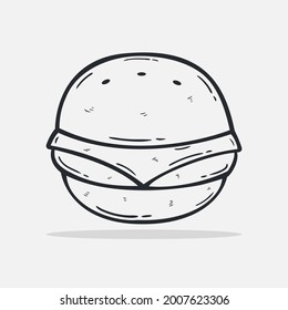 Hand drawn Hamburger icon Design Template. vector sketch doodle illustration. Outline style.Perfect for food concepts, food infographics, icons or web design, street restaurants menu