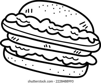 Hand Drawn hamburger illustration isolated on background