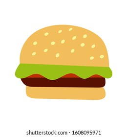 Hand drawn hamburger. Isolated. Vector